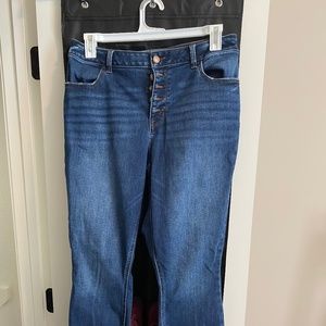 High rise button fly jeans